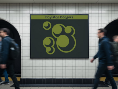 A Boylston Boogers poster hanging in Boylston Street station
